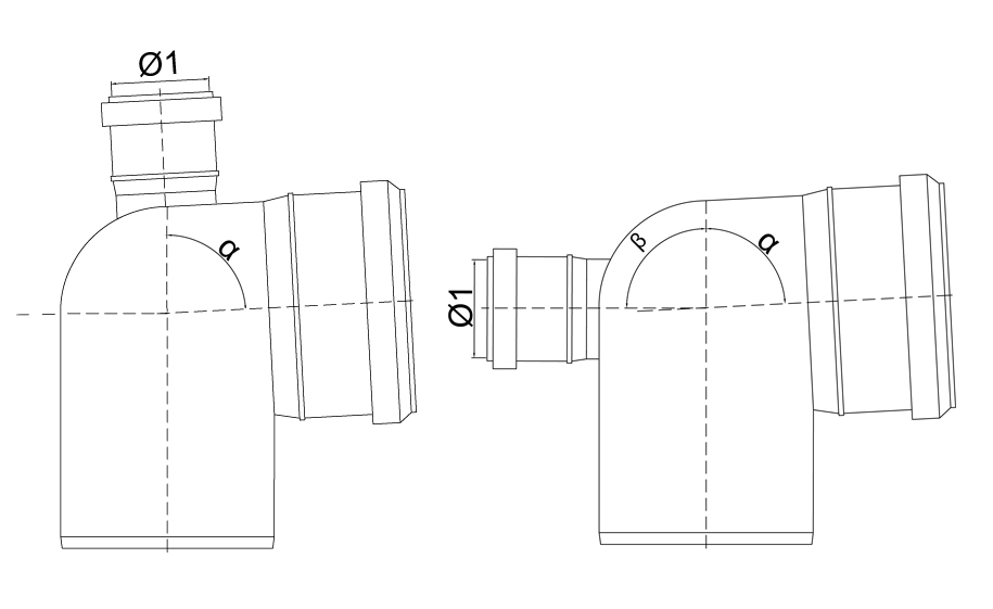 Отвод Sinikon Standart с фронтальным патрубком